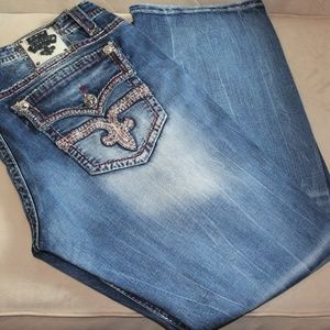 Blue Distressed Rock Revival Jeans - Men’s